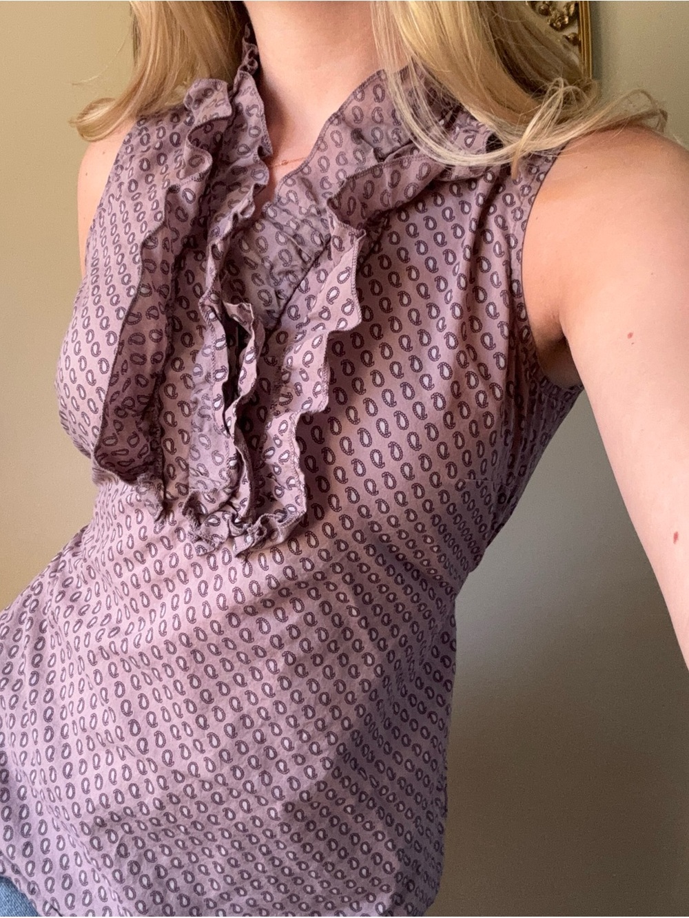 Merona Lilac Ruffle Front Sleeveless Top - Picture 7 of 8